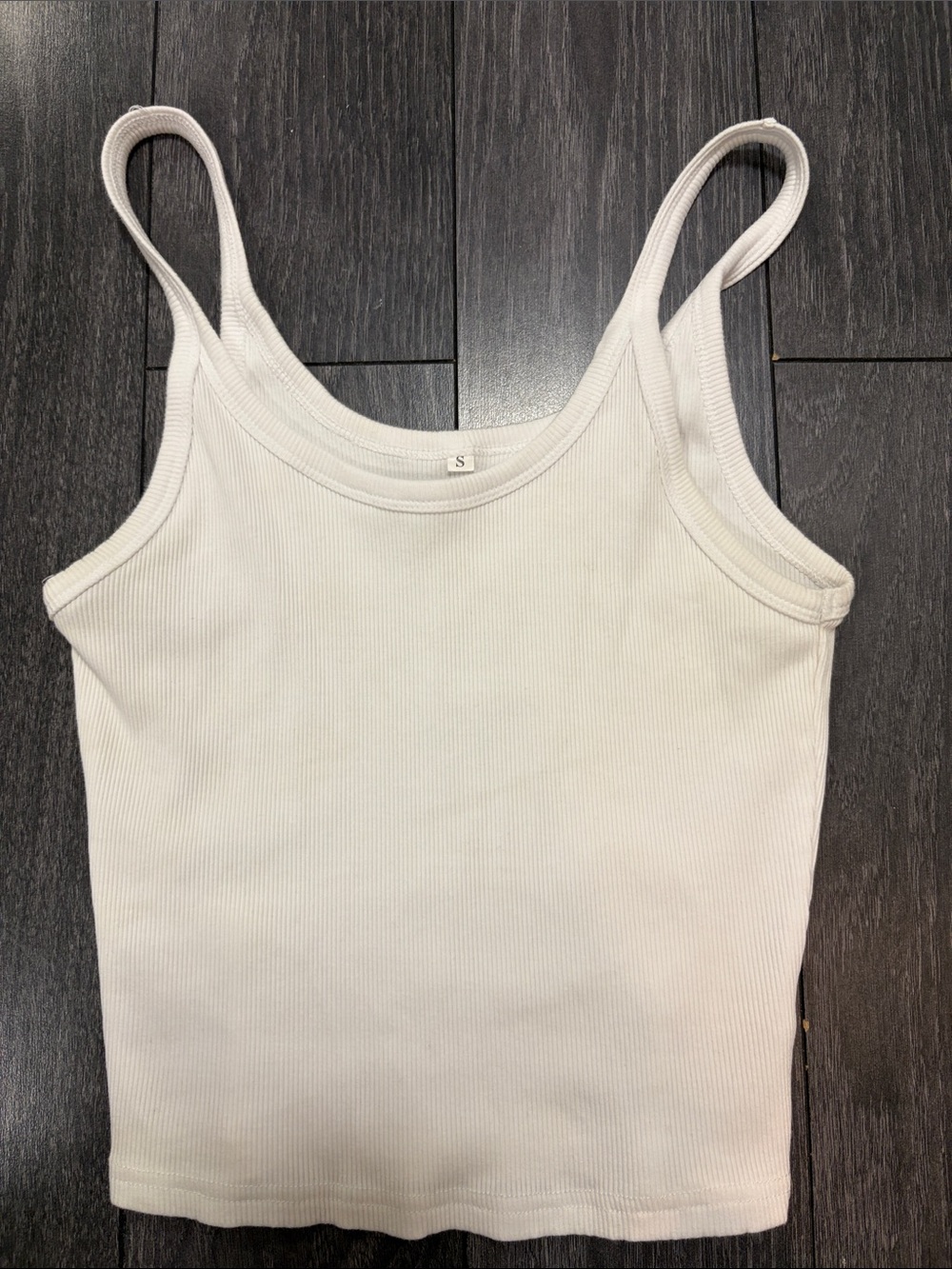 Women’s Cropped White Ribbed Tank Top - Classic Slim Fit Small
